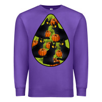 Purple Black Cat Halloween Teardrop Premium Sweatshirt - LillyAllenDesigns
