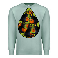 Seafoam Black Cat Halloween Teardrop Premium Sweatshirt - LillyAllenDesigns