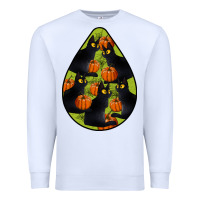 White Black Cat Halloween Teardrop Premium Sweatshirt - LillyAllenDesigns