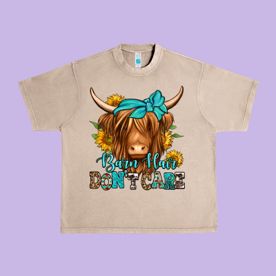 Barn Hair Don't Care Long Haired Cow Urban Heavy Tee Designed By Jasminsmagicworld