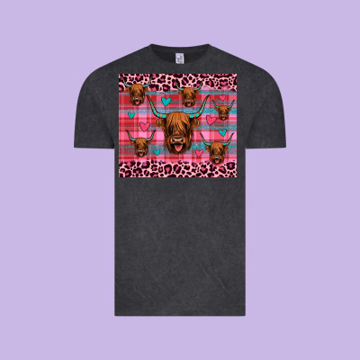 Highland Cow Valentines Vintage Tee Designed By Jahusdesignshop