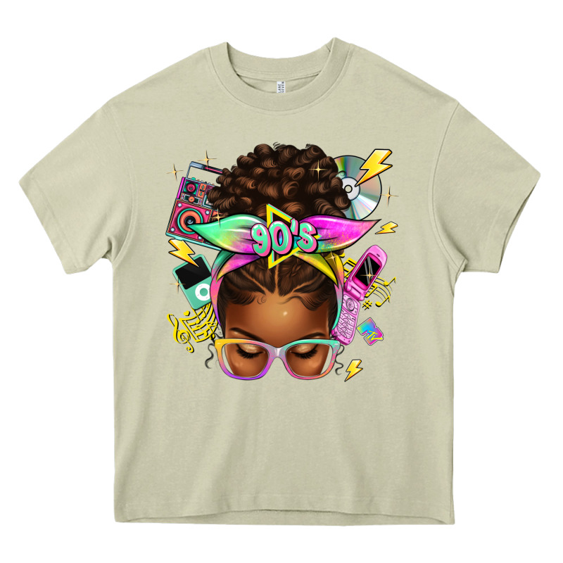 90s Afro Messy Bun Heavy Core Tee by texasbilliewilder | Teevron