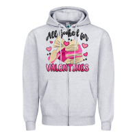 Heather Grey all booked for valentines Zipper Hoodie - MaliasSmallBusiness