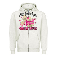 Oatmeal Heather all booked for valentines Zipper Hoodie - MaliasSmallBusiness