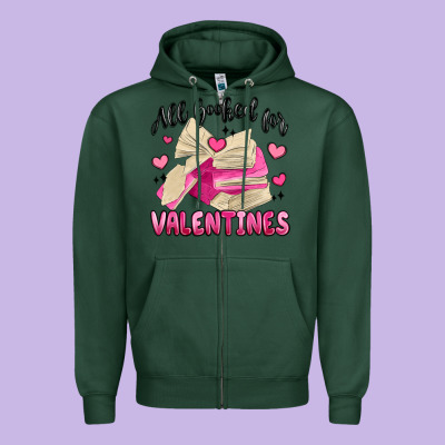 All Booked For Valentines Zipper Hoodie Designed By Maliassmallbusiness