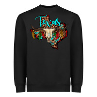 Black bullskull texas map Heavyweight Sweatshirt - JahusDesignShop