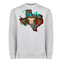 Heather Grey bullskull texas map Heavyweight Sweatshirt - JahusDesignShop