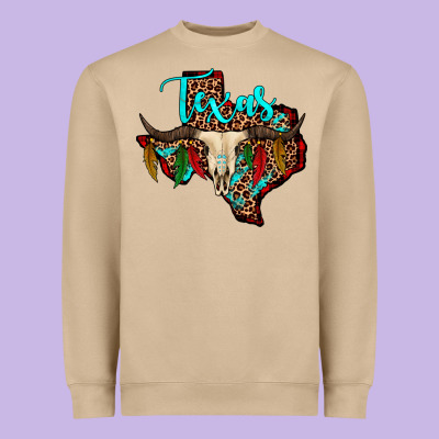 Bullskull Texas Map Heavyweight Sweatshirt Designed By Jahusdesignshop