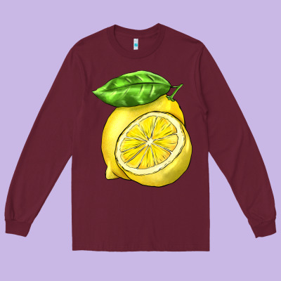 Lemon Long Sleeve Tee Designed By Barkaloodesign