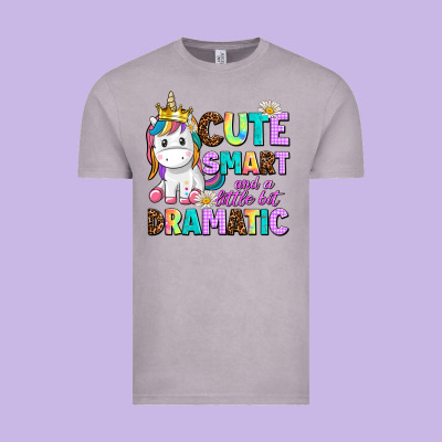 Cute Smart And A Little Bit Dramatic Unicorn Vintage Tee Designed By Adodesignshop