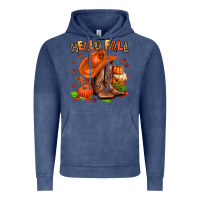 Vintage Denim hello fall pumpkins  cowgirl  and roses Vintage Hoodie - AdoDesignShop