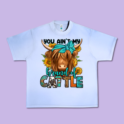 You Ain't My Brand Of Cattle Longhaired Cow Urban Heavy Tee Designed By Jasminsmagicworld