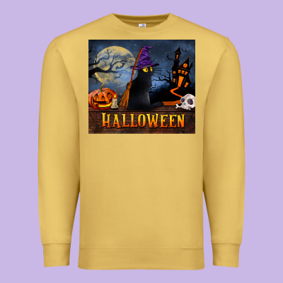 Black Cat Halloween Premium Sweatshirt Designed By Lillyallendesigns