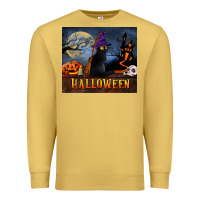 Antique Gold Black Cat Halloween Premium Sweatshirt - LillyAllenDesigns