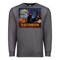 Charcoal Heather Black Cat Halloween Premium Sweatshirt - LillyAllenDesigns