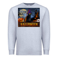 Heather Grey Black Cat Halloween Premium Sweatshirt - LillyAllenDesigns