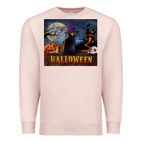 Pale Pink Black Cat Halloween Premium Sweatshirt - LillyAllenDesigns