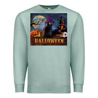 Seafoam Black Cat Halloween Premium Sweatshirt - LillyAllenDesigns