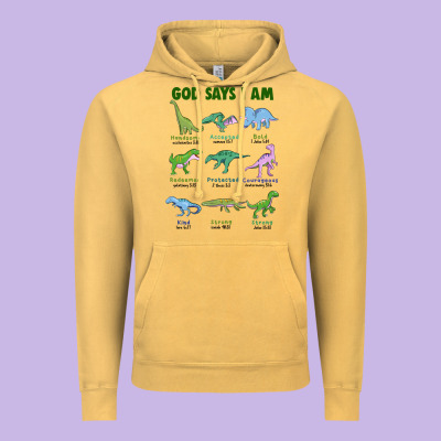 God Says I Am Dinosaurs Vintage Hoodie Designed By Jahusdesignshop