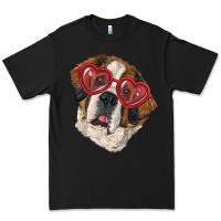 Black saint bernard with love glasses Premium Tee - RanaPortraitStore