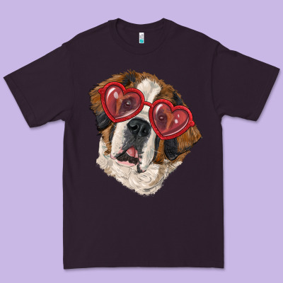 Premium Tee saint bernard with love glasses