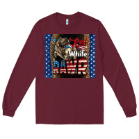 Burgundy Red White Rawr Dinosaur T-Rex Long Sleeve Tee - LillyAllenDesigns