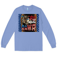 Colony Blue Red White Rawr Dinosaur T-Rex Long Sleeve Tee - LillyAllenDesigns