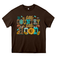 Chocolate Brown a little country a little hood Heavy Core Tee - texasbilliewilder