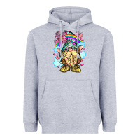 Heather Grey best mom gnome rainbow clouds butterfly glitter Heavyweight Hoodie - LillyAllenDesigns