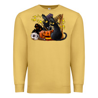 Antique Gold halloween black cats Premium Sweatshirt - LillyAllenDesigns