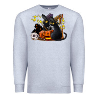 Heather Grey halloween black cats Premium Sweatshirt - LillyAllenDesigns