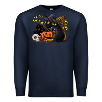 Navy halloween black cats Premium Sweatshirt - LillyAllenDesigns