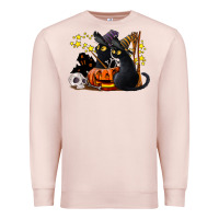 Pale Pink halloween black cats Premium Sweatshirt - LillyAllenDesigns