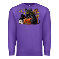 Purple halloween black cats Premium Sweatshirt - LillyAllenDesigns