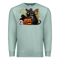 Seafoam halloween black cats Premium Sweatshirt - LillyAllenDesigns