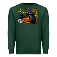 Sports Green halloween black cats Premium Sweatshirt - LillyAllenDesigns