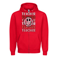 Red teacher Zipper Hoodie - MaliasSmallBusiness