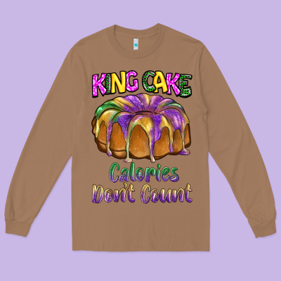 Mardi Gras King Cage Calories Don't Count Long Sleeve Tee Designed By Barkaloodesign