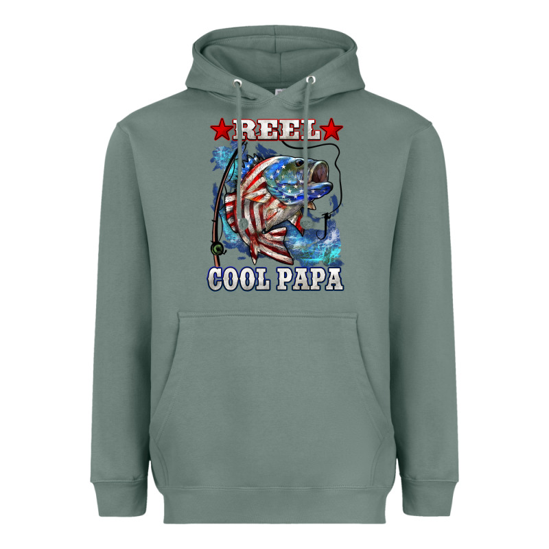 Reel Cool Papa American Flag Bass Fishing Heavyweight Hoodie by LillyAllenDesigns | Teevron