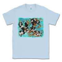 Dusty Blue turquoise cowhide leopard background Classic Tee - AdoDesignShop