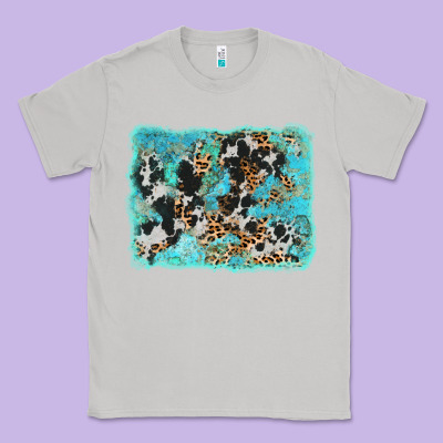 Turquoise Cowhide Leopard Background Classic Tee Designed By Adodesignshop