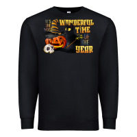 Black wonderful time of the year halloween Premium Sweatshirt - LillyAllenDesigns