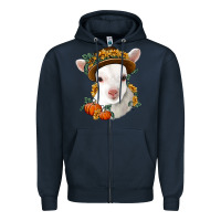 Navy cute baby lamb thanksgiving nancy Zipper Hoodie - NancyCooperArtShop
