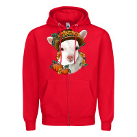 Red cute baby lamb thanksgiving nancy Zipper Hoodie - NancyCooperArtShop