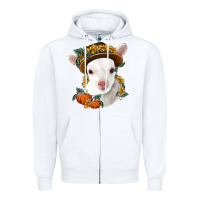 White cute baby lamb thanksgiving nancy Zipper Hoodie - NancyCooperArtShop