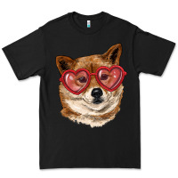 Black shiba inu with love glasses Premium Tee - RanaPortraitStore