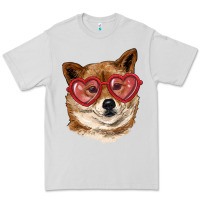 Dove Grey shiba inu with love glasses Premium Tee - RanaPortraitStore