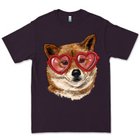 Plum shiba inu with love glasses Premium Tee - RanaPortraitStore