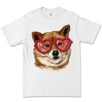 White shiba inu with love glasses Premium Tee - RanaPortraitStore