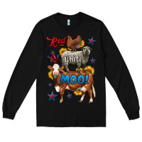 Black red white moo farm animals 4th of july Long Sleeve Tee - LillyAllenDesigns